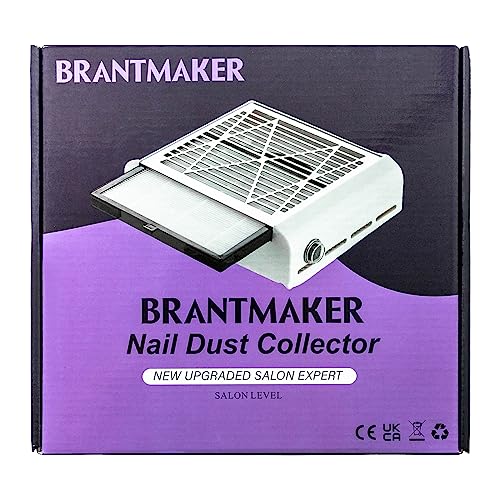 BRANTMAKER Nail Dust Collector with Brush and 2 Reusable Filters, 60W Vacuum Dust Fan for Acrylic Nails (Pink)