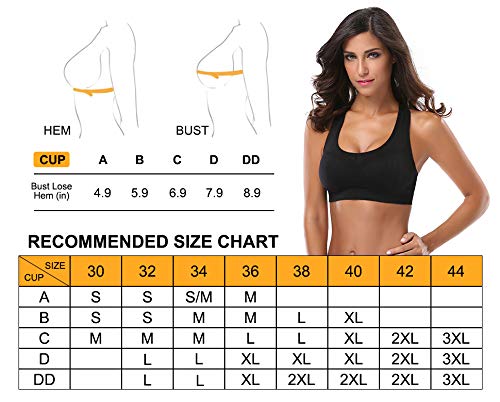 MIRITY Women Racerback Sports Bras - High Impact Workout Gym Activewear Bra, 5color, XX-Large