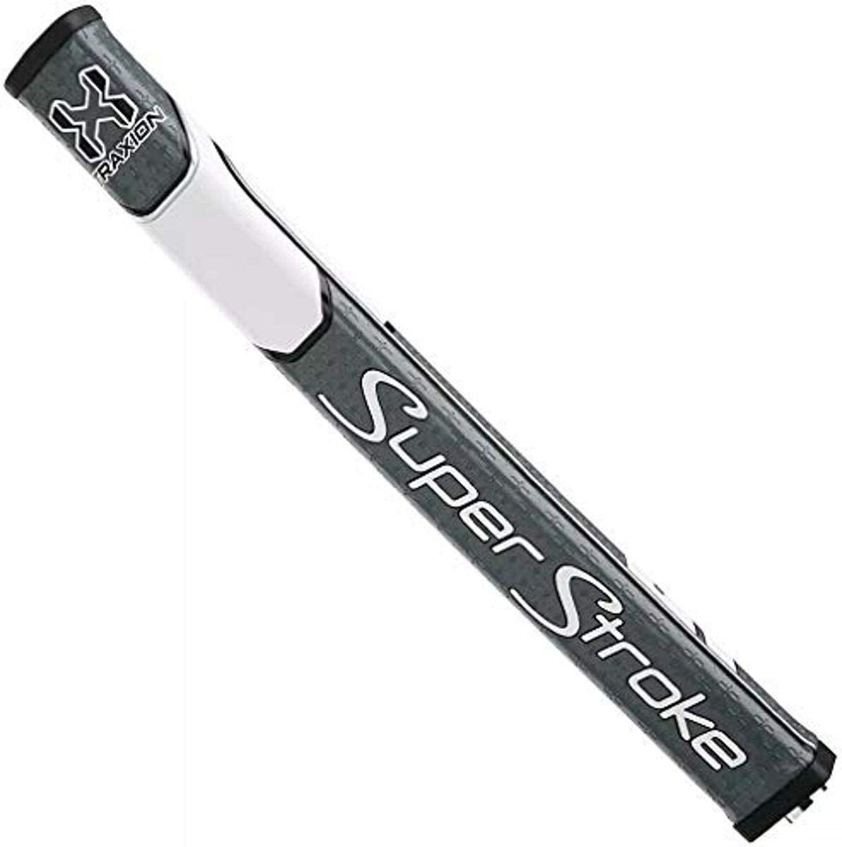 SuperStroke Traxion Flatso 1.0 Golf Putter Grip Featuring Our Distinct Pentagonal Wide, Flat Shape with Five Pronounced Edges, Gray/White