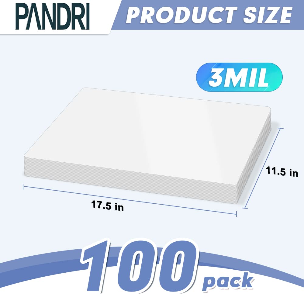 Laminating Sheets, PANDRI 100 Pack Thermal Laminating Pouches Holds 11 x 17 Inch, 3 Mil Plastic Laminator Paper 11.5 x 17.5 Inch, Clear Round Corner