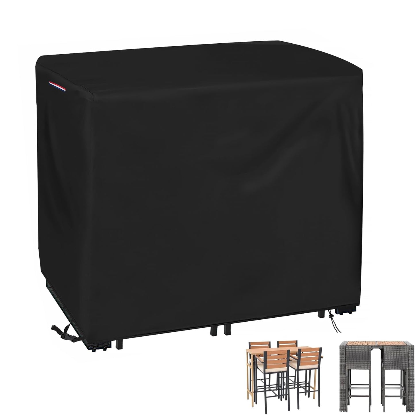 Loenel Outdoor Bar Table Set Cover, Heavy Duty Waterproof Outdoor Wicker Patio Bar Height Bistro Furniture Set Cover for 4 Person-Patio Table and Chairs Set - 48"L x 38"W x 41"H
