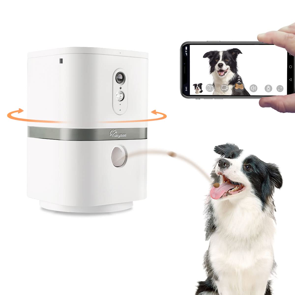SKYMEE Dog Camera Automatic Treat Dispenser, WiFi HD Full Pet Camera with Pan Zoom and Night Vision for Dogs and Cats,Compatible with Alexa(Petalk Ai II)