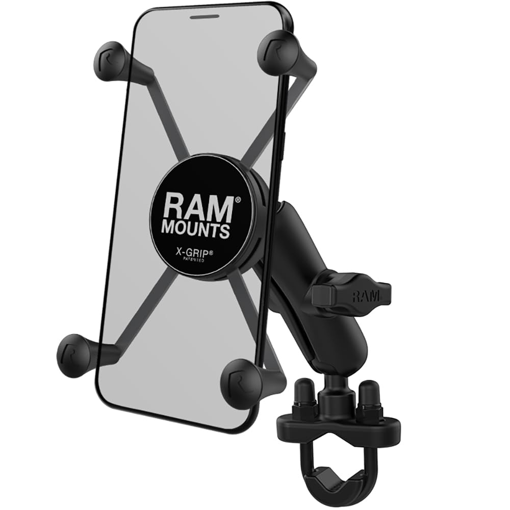 RAM Handlebar Rail Mount with Zinc Coated U-Bolt Base and Universal X-Grip™ Cell Phone Holder