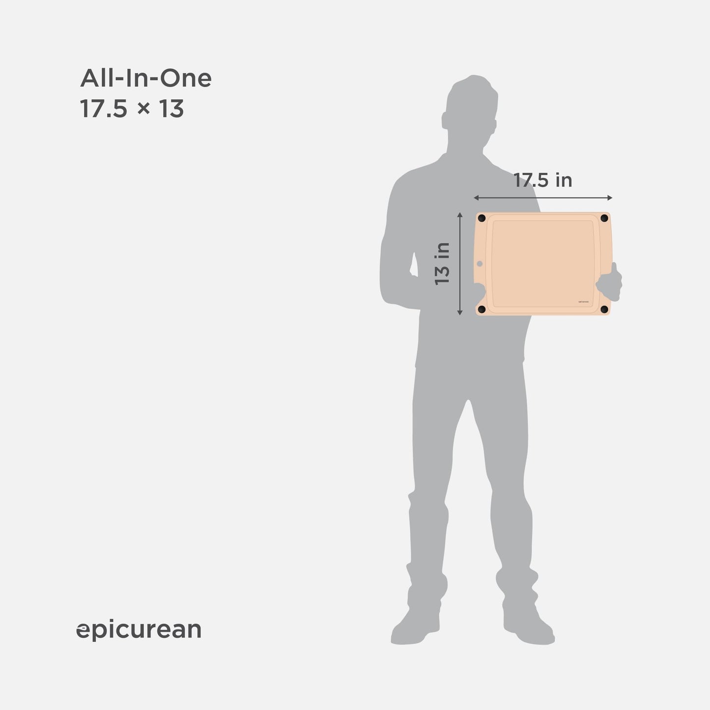 Epicurean All-in-One Cutting Board with Non-Slip Feet and Juice Groove, 14.5" by 11.25", Natural