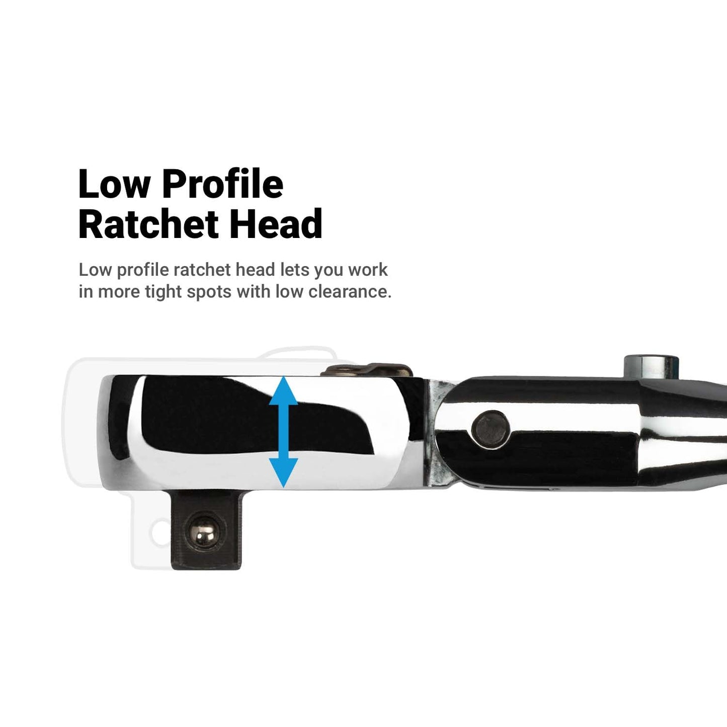 Capri Tools 1/4 in. Drive Fine 90-Tooth Locking Flex-Head Ratchet, Extra Long Chrome Handle