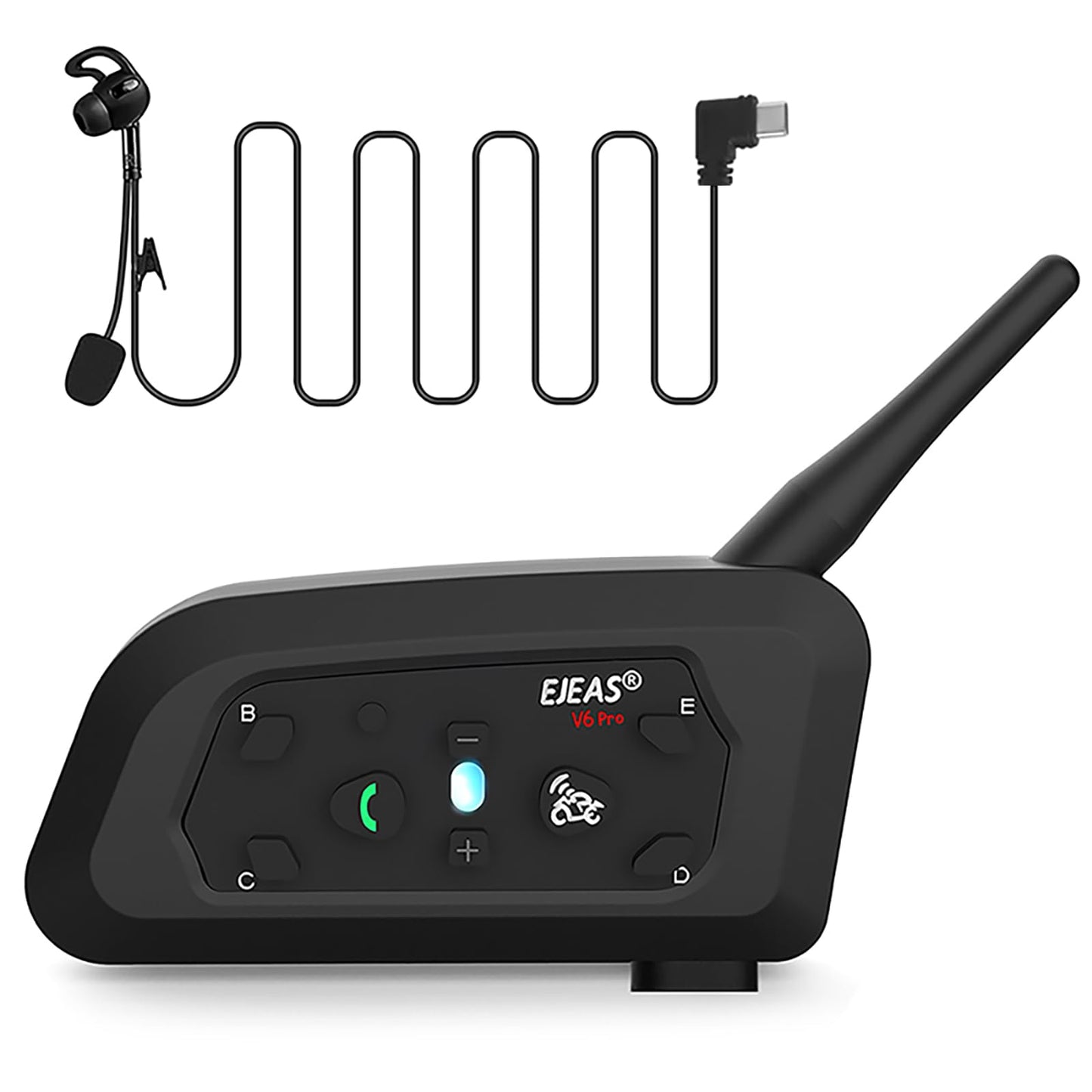 EJEAS V6C Referee Bluetooth Intercom, 2-Way 1200M Professional Referee Headset Communication System with Armband and Earpiece for Football and Handball Sports (1PC)