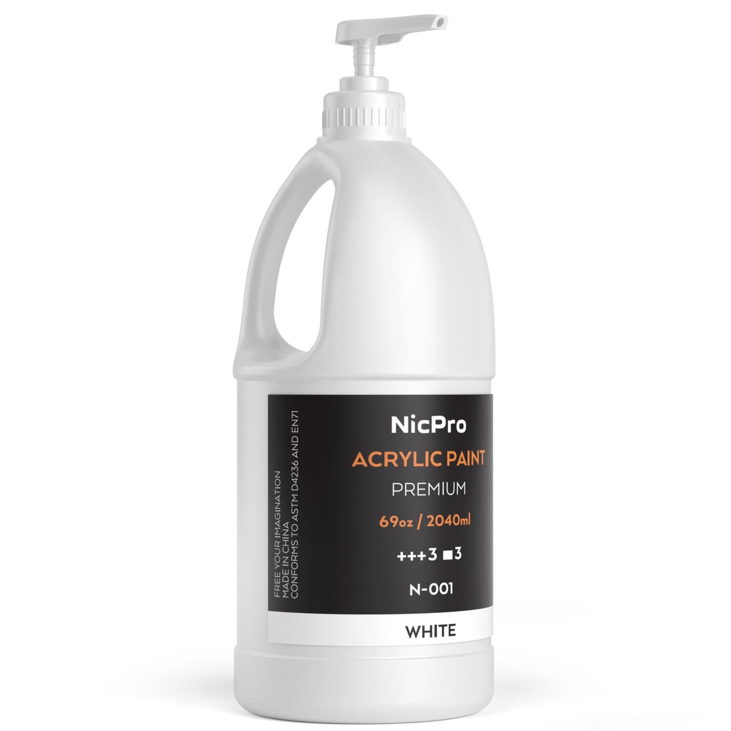 Nicpro White Large Acrylic Paint Set (69 oz, 2040 ml) Rich Art Painting Supplies Non Toxic for Multi Surface, Canvas, Wood, Leather, Fabric Stone Craft, for Beginner & Adult with Pump