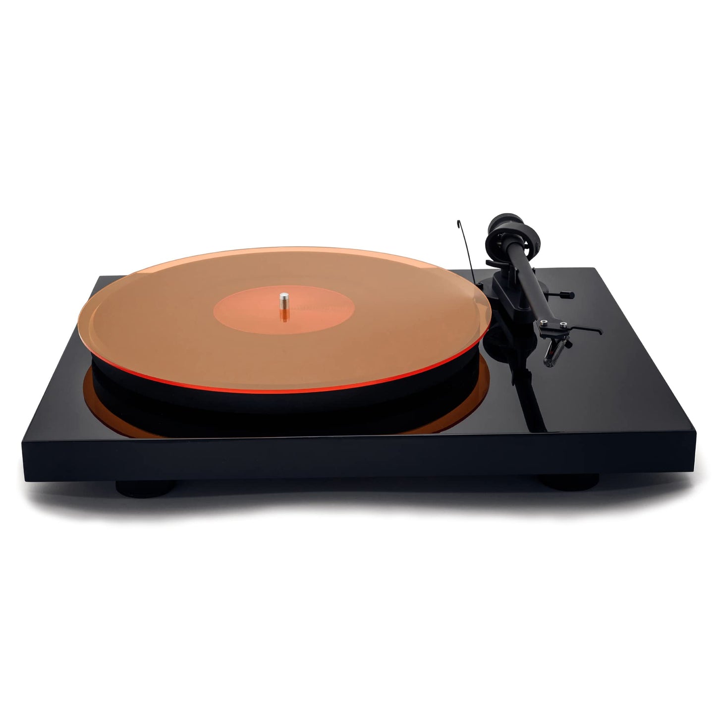 Hudson HiFi Acrylic Turntable Mat - OrangeLit - Enjoy Richest Tones, Crispest Sonic Clarity, Tightest Bass - 11.75” Anti-Static Platter Slipmat w/Label Recess - Standard Vinyl LP Record Platters