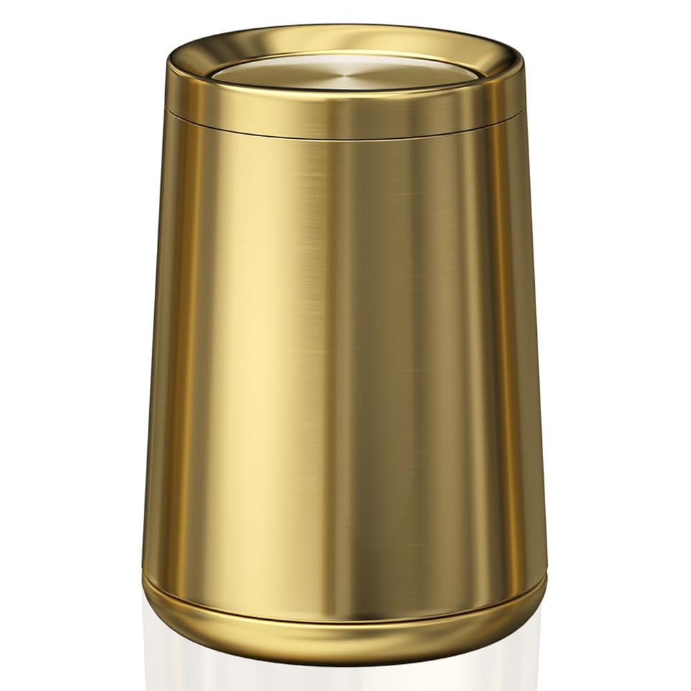 YOJIA 8L / 2.1Gal Gold Brushed Stainless Steel Trash Can with Swing Cover,Gold Bathroom Trash can ，Decorative Garbage Can for Bathroom, Living Room, BedroomOffice, Hotel, RV (32A gold-8L)