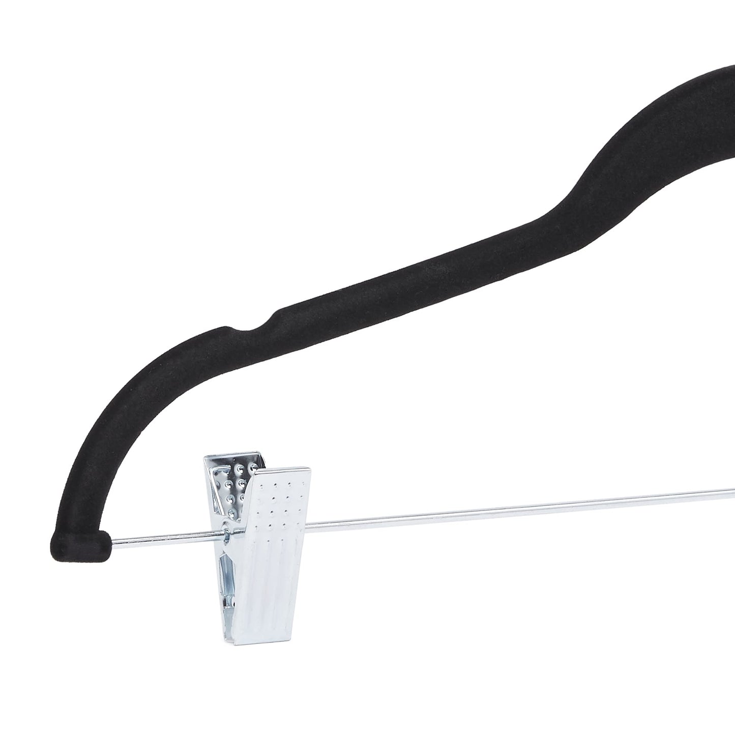 Amazon Basics Velvet, Non-Slip Skirt Clothes Hangers with Clips, Black - Pack of 50