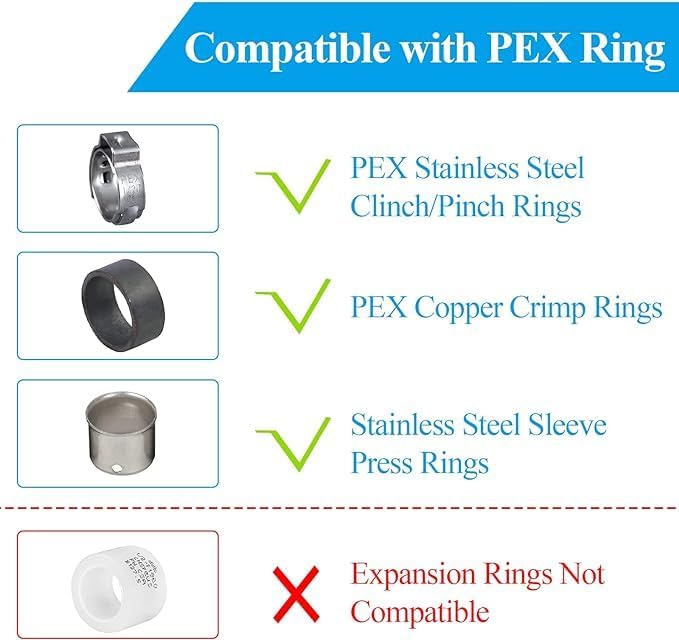 WiseWater 60 Pcs Pex Fittings, 3/4 inch T PEX Tee(20PCS) & 90 Degree Elbow(20PCS) & Straight Coupling(20PCS), Brass Barb Crimp Pipe Fitting for Pex Pipe(Pack of 60), UPC Certified