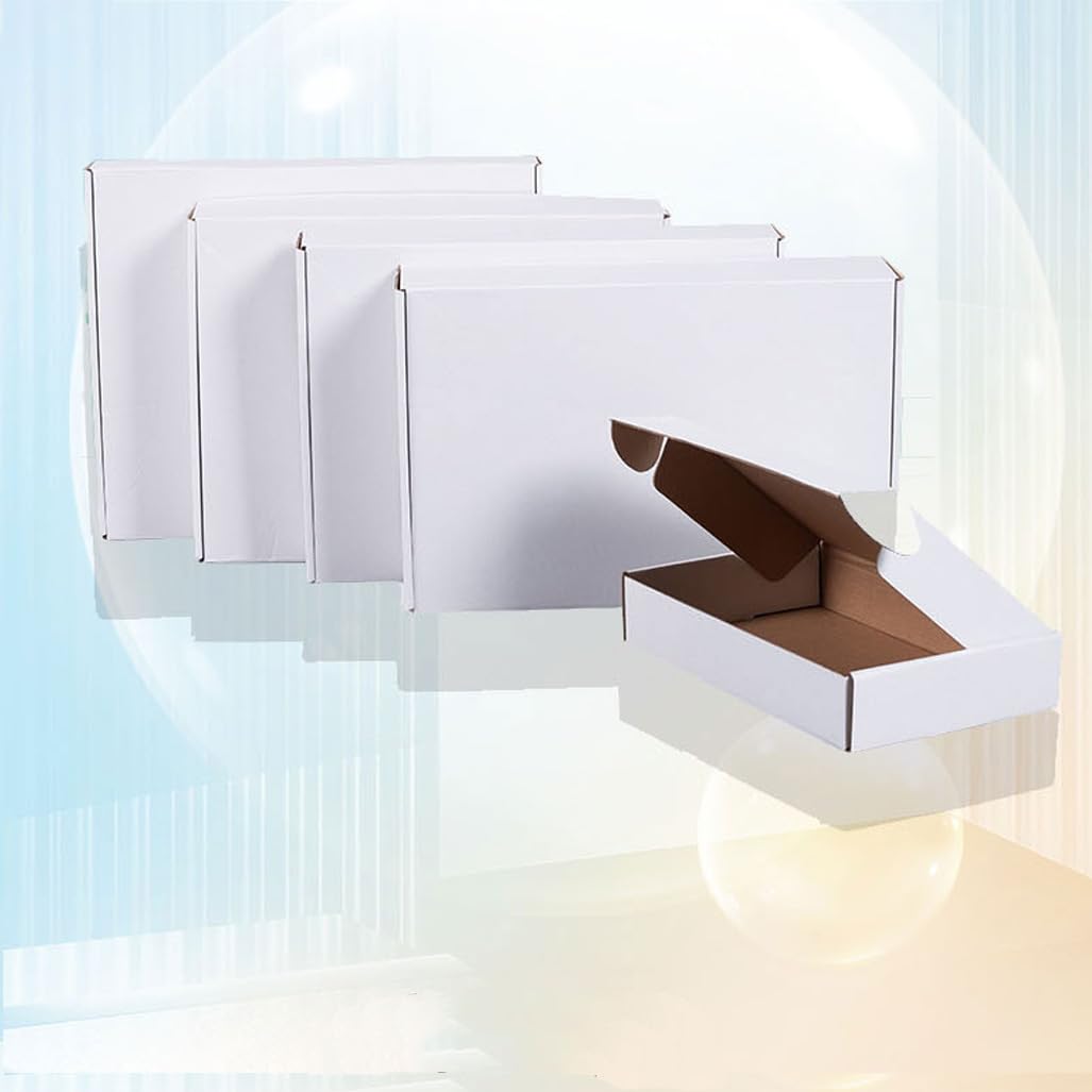 Livejun 8x6x3 inch Shipping Boxes Set of 25,White Corrugated Cardboard Box for Mailing Literature Mailer Small Business Packing Gifts Shipping Packaging Craft Giving Products (8 x 6 x 3 Inches)