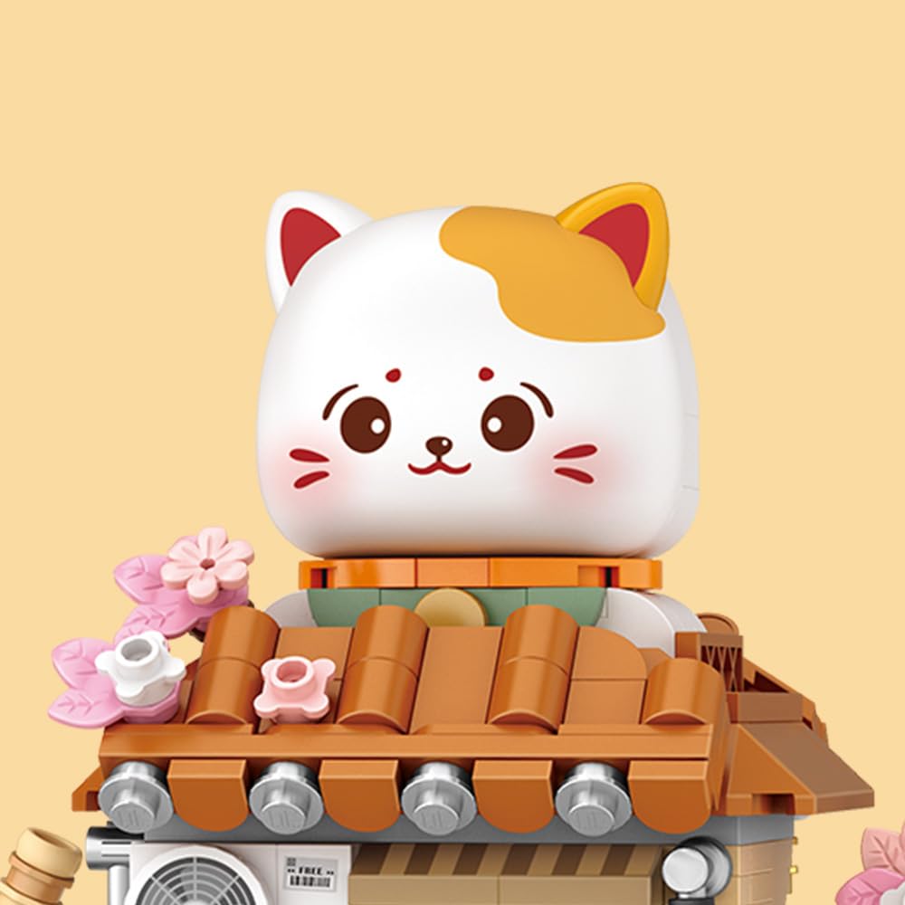 Lucky Cat Building Set,Openable Taiyaki Shop 923PCS Mini Brick Building Toy for Boys Girls Age 8+