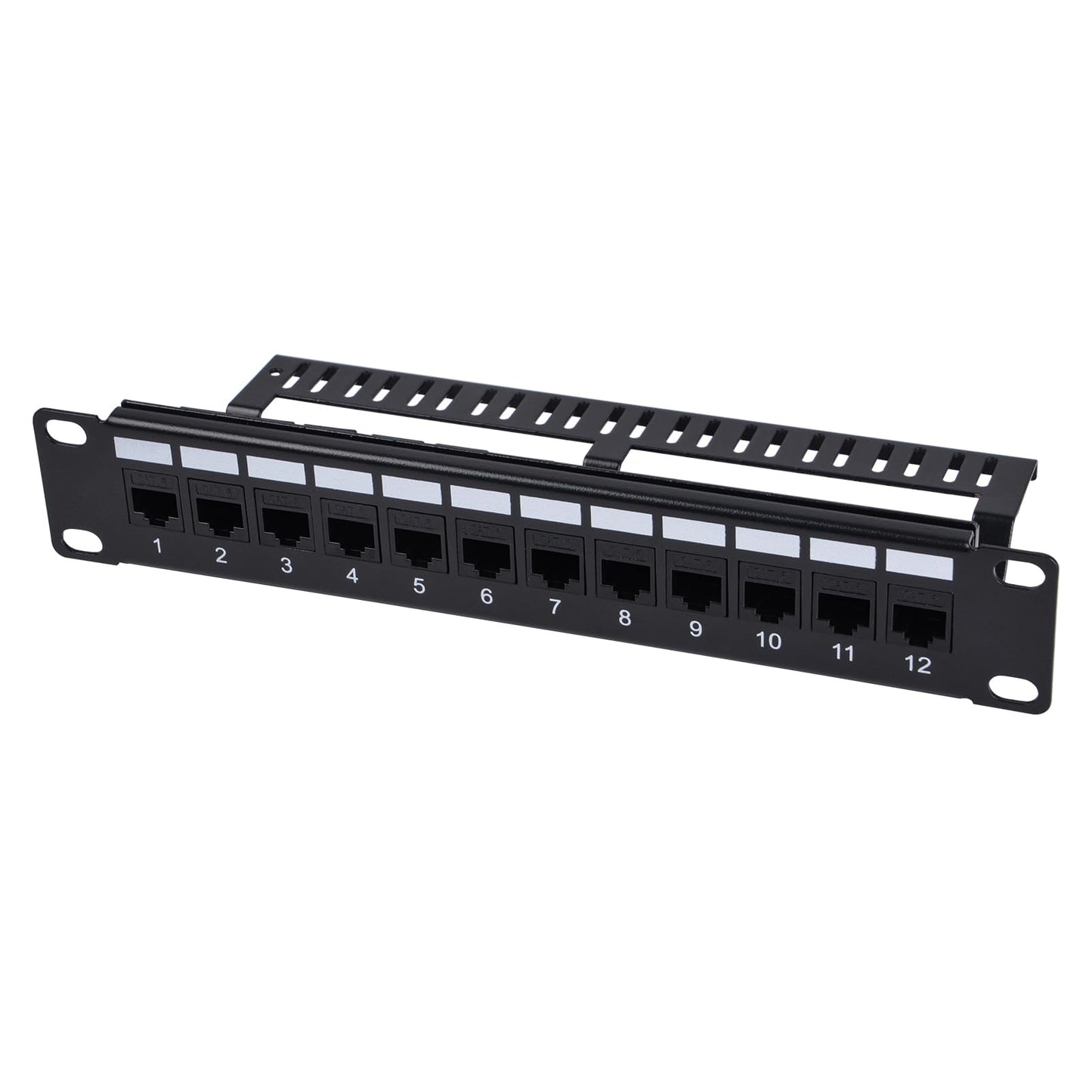 GeeekPi 12-Port Cat6 Patch Panel, 10 inch 1U Rack Mount Modular Panel with Keystone Coupler & Cable Management for DeskPi RackMate T1/T0/T2/T0 Plus/T1 Plus/TL1 10" Width Server Rack & Network Cabinet