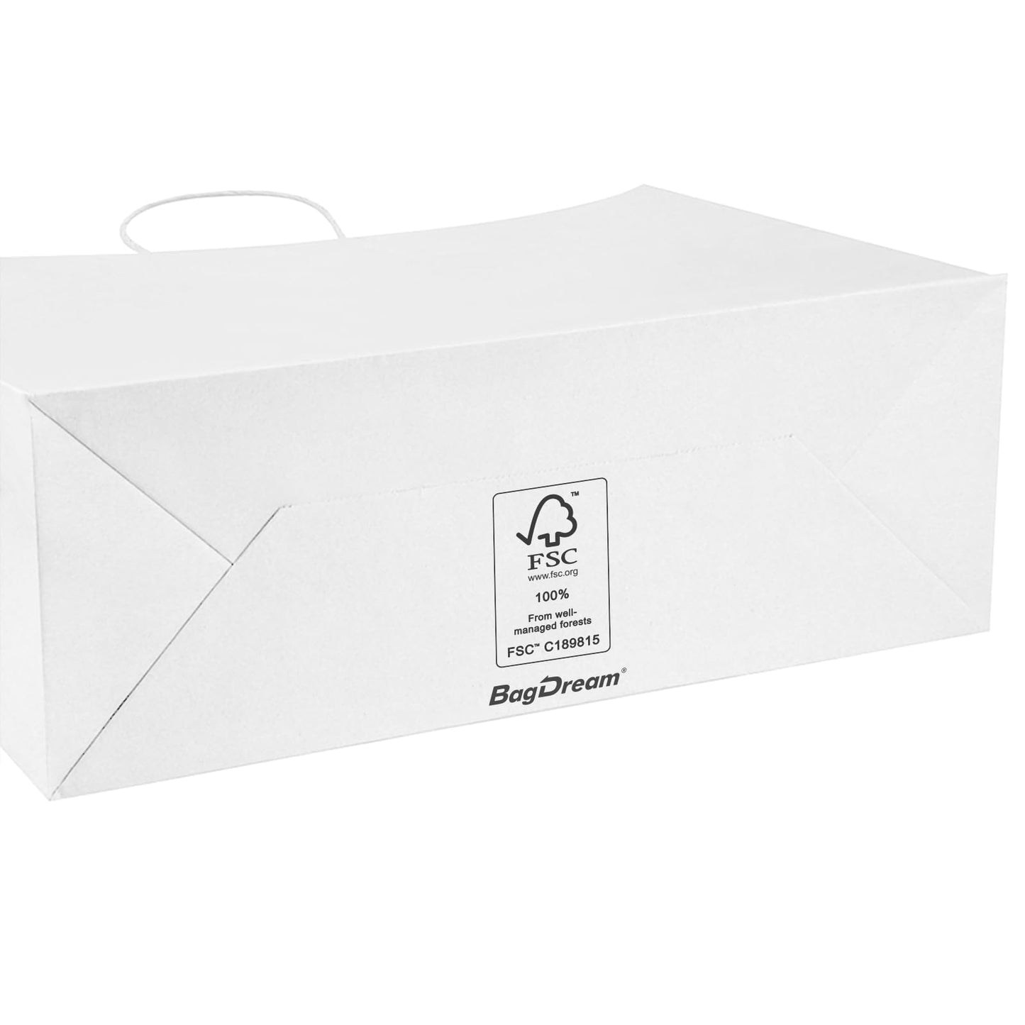 BagDream 16x6x12 Inches 50Pcs White Kraft Paper Bags with Handles Bulk Paper Gift Bags, Shopping Bags, Grocery Bags, Mechandise Bags, Party Bags, 100% Recyclable Large Paper Bags