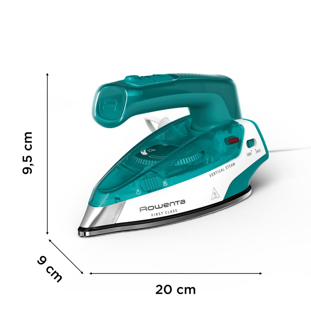 Rowenta Mini Travel Steam Iron, Compact Foldable Design, Dual Voltage (120V–240V), 65mL Water Tank, Lightweight Portable Mini Iron for Travel, Fast Heating, Vertical Steam