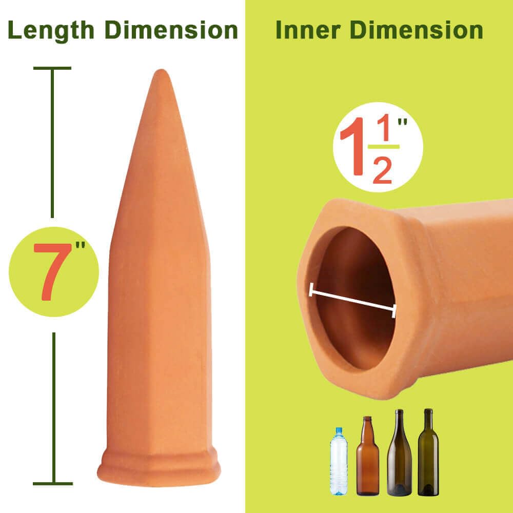 vensovo 16 Pcs Terracotta Watering Spikes - Automatic Self Watering Stakes, Plant Watering Devices for Wine Bottles Recycled Bottles, Clay Plant Garden Waterers for Vacations