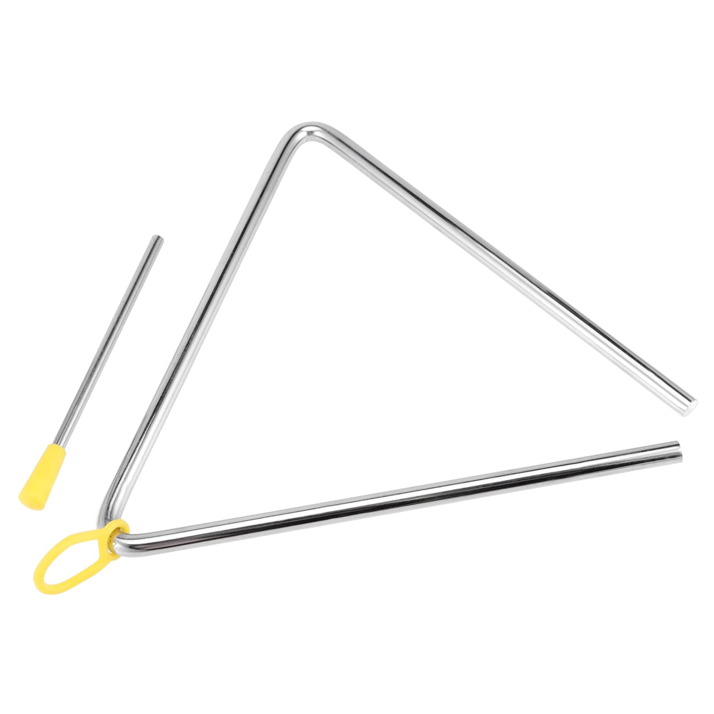 SINJEUN 10 Pack Musical Steel Triangle Percussion Instrument, 4, 5, 6, 7, 8 Inches Triangle Musical Instrument with Striker and Finger Holder, for Music Learning and Teaching