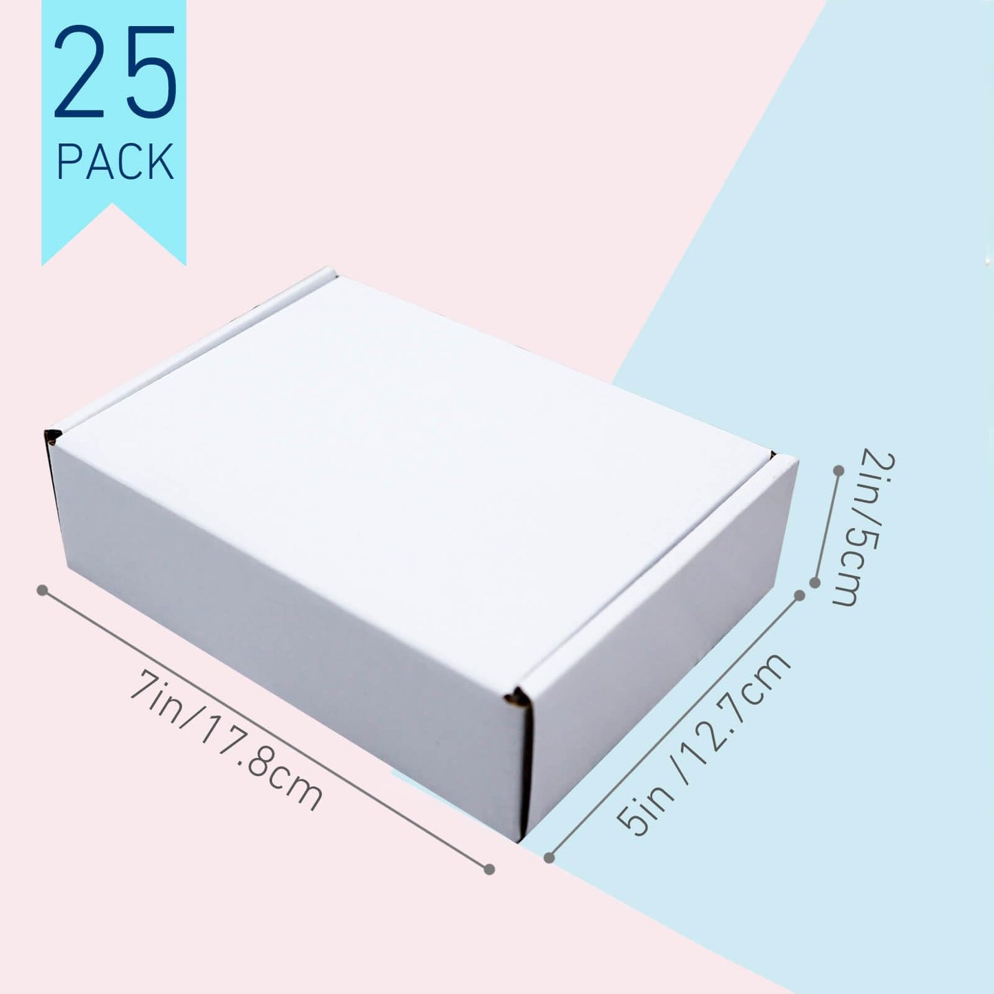 Shipping Boxes-7x5x2 Inch White Corrugated Cardboard Mailer Boxes, Set of 25 Ideal for Small Business Packing & Mailing