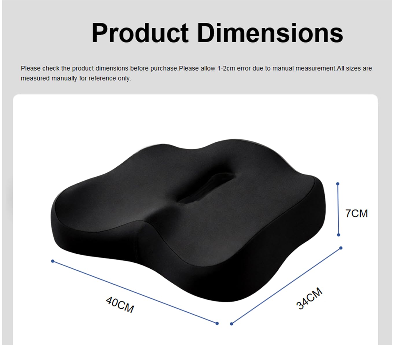 Seat Cushion, Coccyx Cushion -W-Shaped Ergonomic Premium Memory Foam for Tailbone Pain & Back Relief - Non-Slip Office Chair, Car Seat, Wheelchair & Gaming Chair Cushion