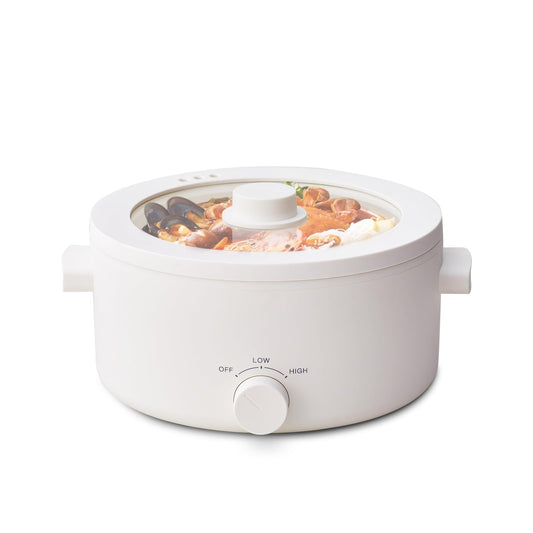 Olayks 3L Electric Pot for Cooking, Ceramic Glaze Non-Stick Shabu Shabu Pot Electric with Adjustable Power Control for Shabu Shabu, Noodles, Sauté, Soup, Steak, Stir Fry, Eggs