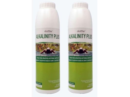 Combo | (2) Dazzle Alkalinity Plus 750g | Raises Alkalinity in Hot Tubs & Spas | Use with Other Hot Tub Chemicals Bromine Chlorine pH Down pH Up & Hot Tub Accessories Like Puck Foater & Dispenser