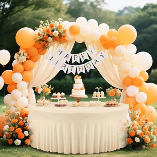 4 Pack Champagne Cloth Tablecloth for 5 FT Round Table, Circle Picnic Table Cloths for Outdoors, Table Cloths for 60 Inch Circular Tables for Wedding Photography Social Events Engagement Party Decor