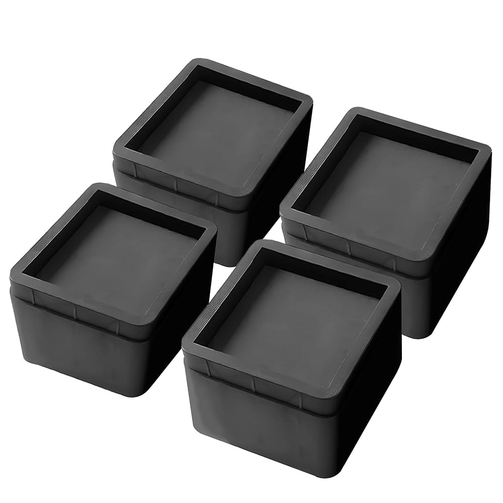 Teabelle 4 Pack Black Stackable Bed and Furniture Risers 3 Inch Heavy Duty Bed Lifts for Sofa Couch Chair Table Additional 3 or 6 Inch Height or Storage, Gift for Mothers Day