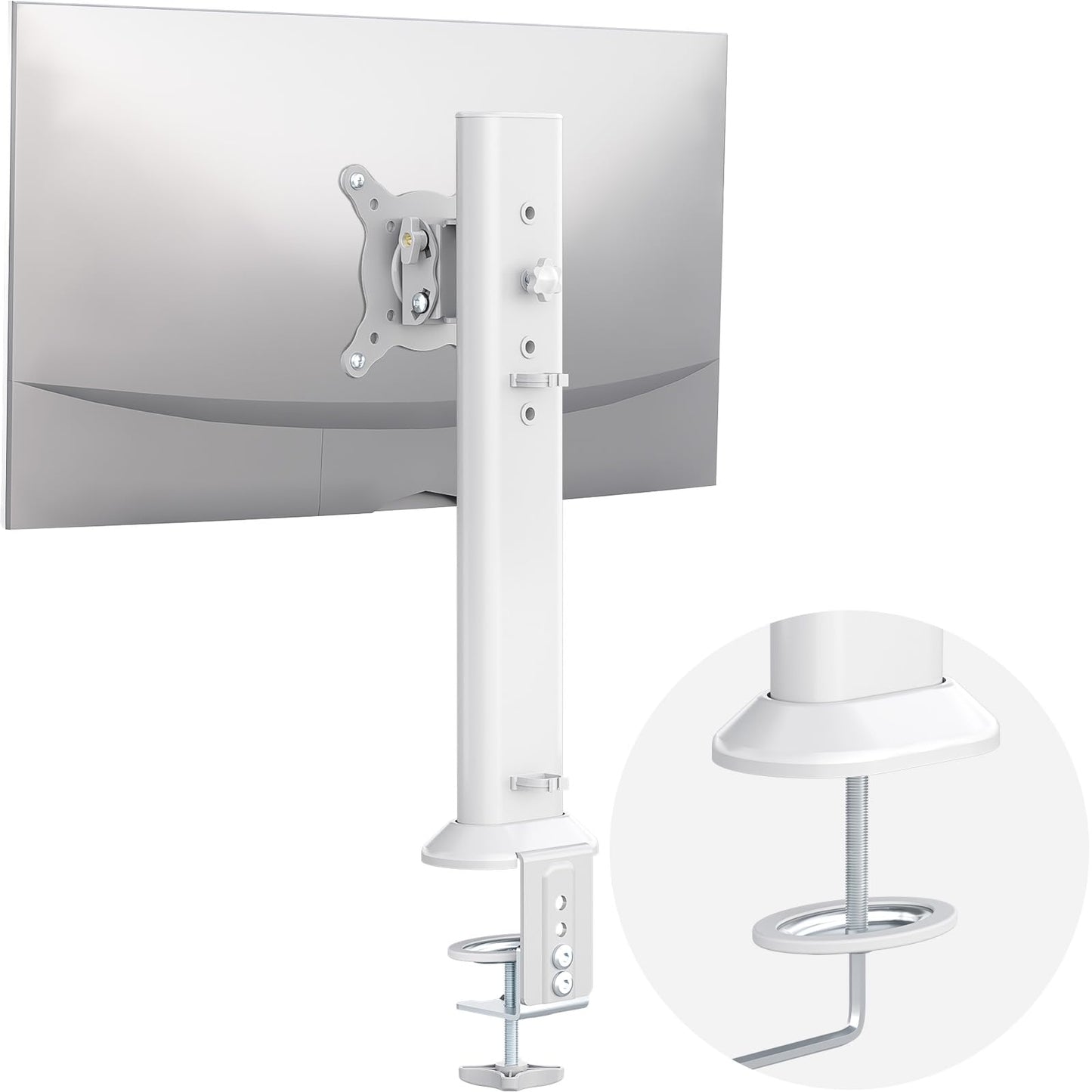 Single Desk Monitor Arm Mount Stand Fit for 13 inch to 32 inch Flat Curved Computer Screen with Swivel, Height Adjustable, Rotation,Holds up to 77lbs, White