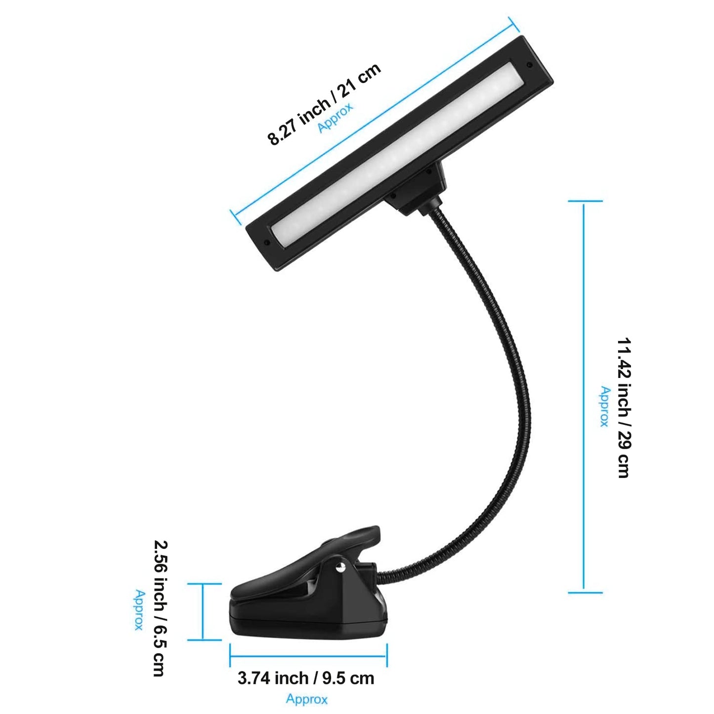 Rechargeable Music Stand Light, 19 LEDs Clip On Reading Light - 3 Level Brightness Settings, Color Temperature Optional (Warm/Cool White/Natural Light Color), Perfect for Piano, Reading,Working