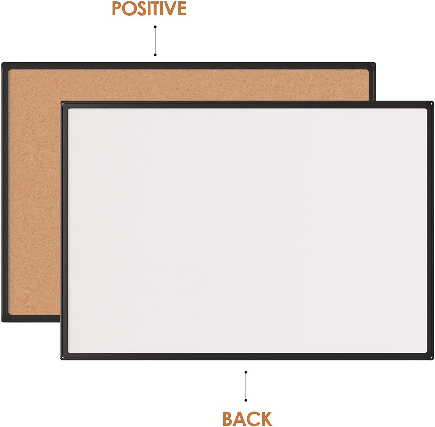 Board2by Cork Board Bulletin Board 24 x 18, Black Aluminium Framed Corkboard, Office Board for Wall Cork, Large Wall Mounted Notice Pin Board with 16 Push Pins for School, Home & Office