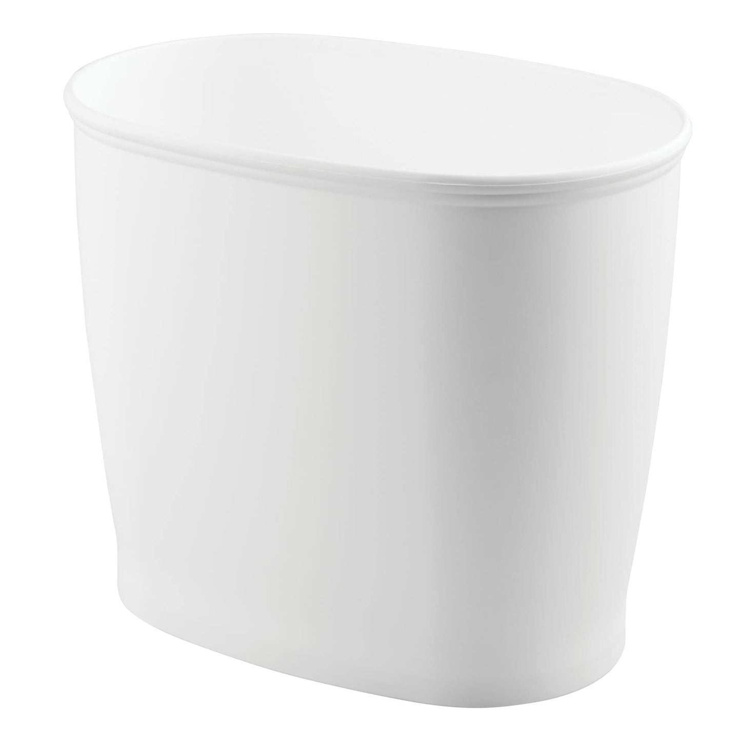 iDesign Kent Bathware, Oval Wastebasket Trash Can for Bathroom, Kitchen, Office - White
