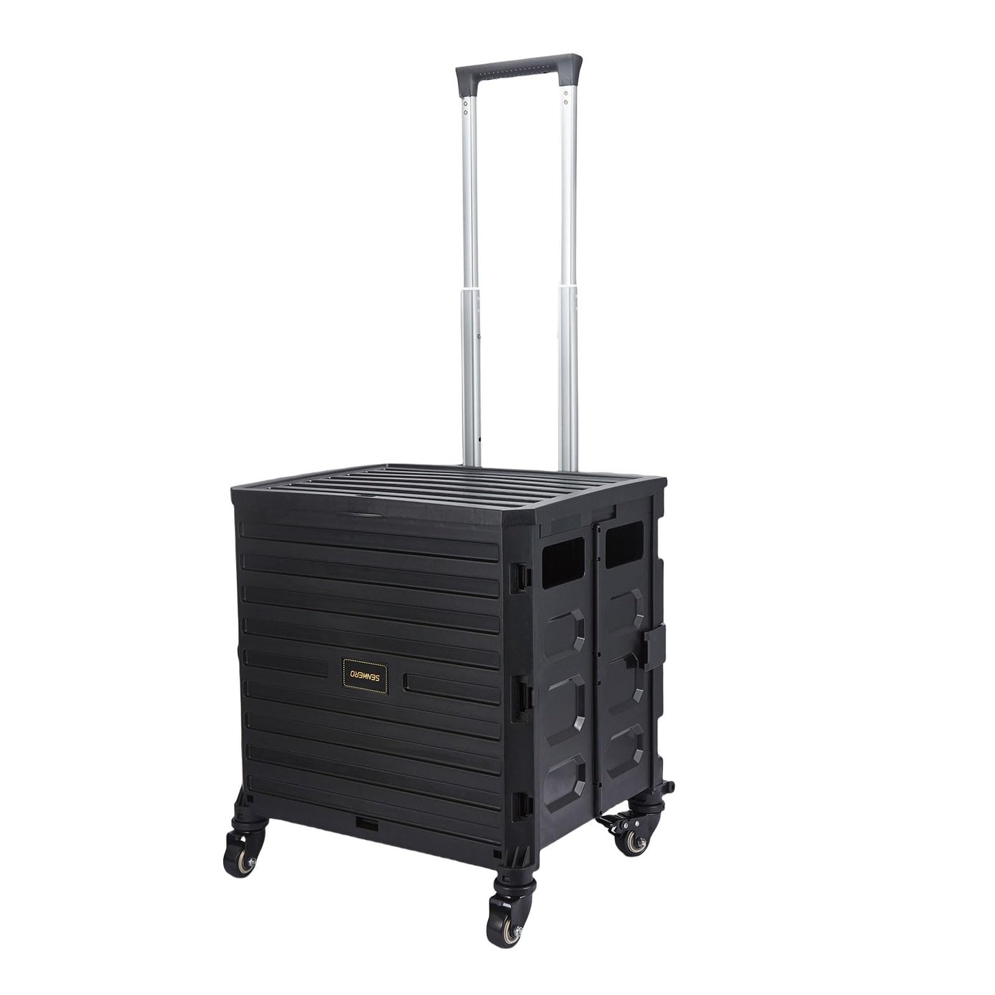 Foldable Utility Cart Folding Portable 360°Rolling Wheels Handcart with Durable Heavy Duty Plastic Telescoping Handle Collapsible 4 Rotate Wheels for Travel Shopping Moving Luggage Office Use.