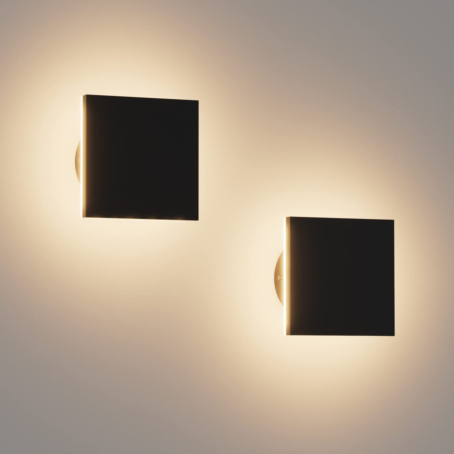 Aoceley 2 Packs LED Wall Light Outdoor Indoor Modern Wall Sconce Mini Wall Sconce Black Modern Outdoor Wall Lights Aluminum Porch Lights Outside Wall Lights for House (Square)