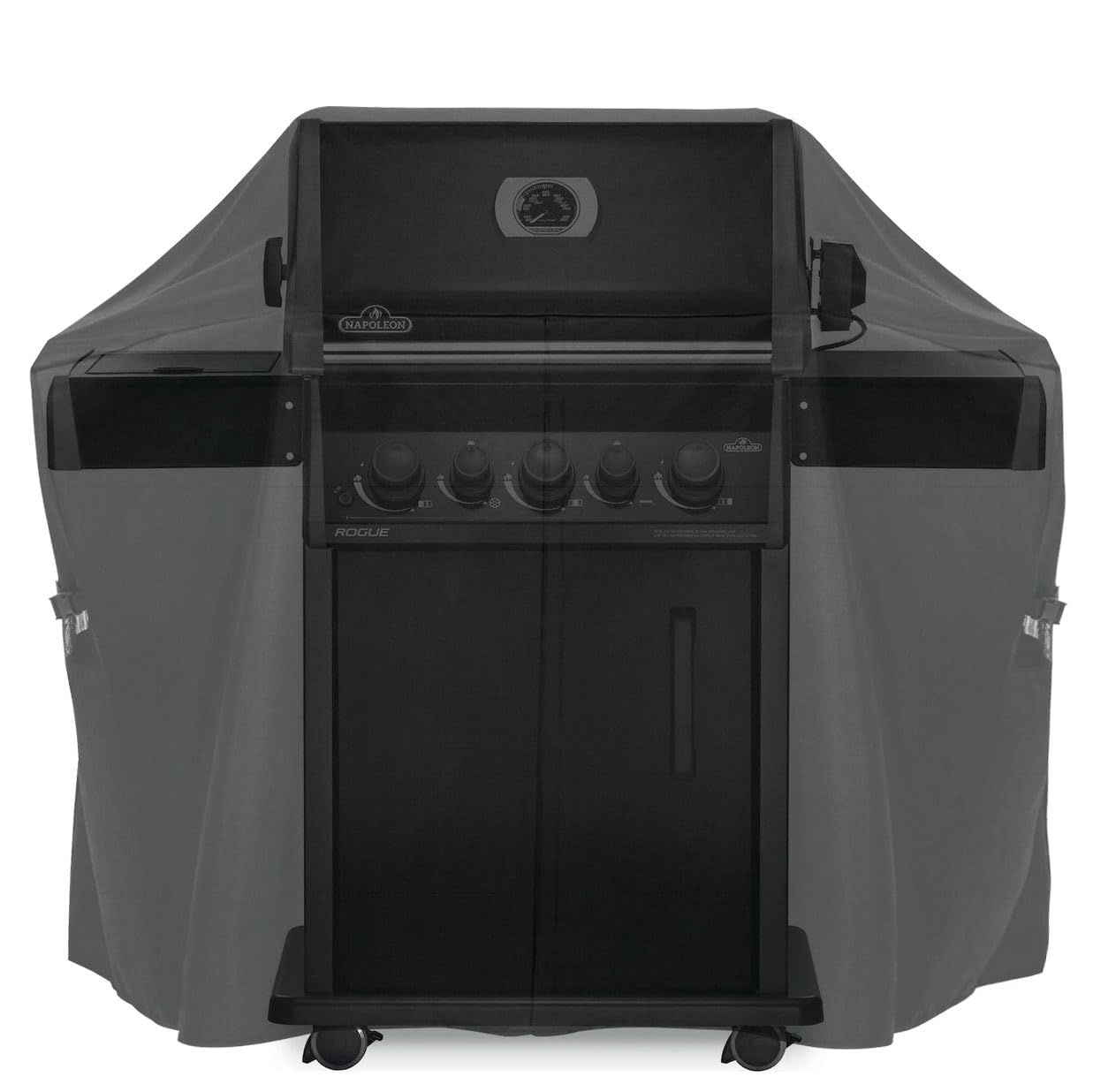 BBQ Future Grill Cover for Napoleon Rogue 425 Series Gas Grill, Waterproof Anti-UV Fade Resistant 600D Oxford Polyester Black BBQ Cover with Adjustable Strap for Napoleon 61427
