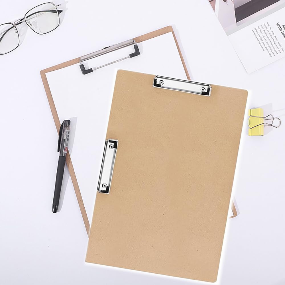 4 Pcs 11x17 Clipboard Wooden Lap Board with Low Profile Clip Brown Double Landscape Clip Hardboard Drawing, Large Clipboard for Drawing, Sketching, Art Classroom Office Supplies