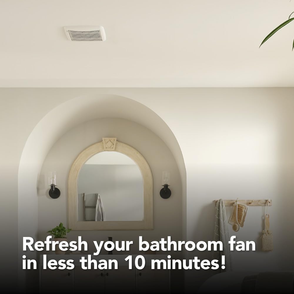 Broan-NuTone BKR60 QuickKit Ultra-Quiet Bath Fan Replacement Motor and Cover/Grille, 60 CFM, 20% more power, White