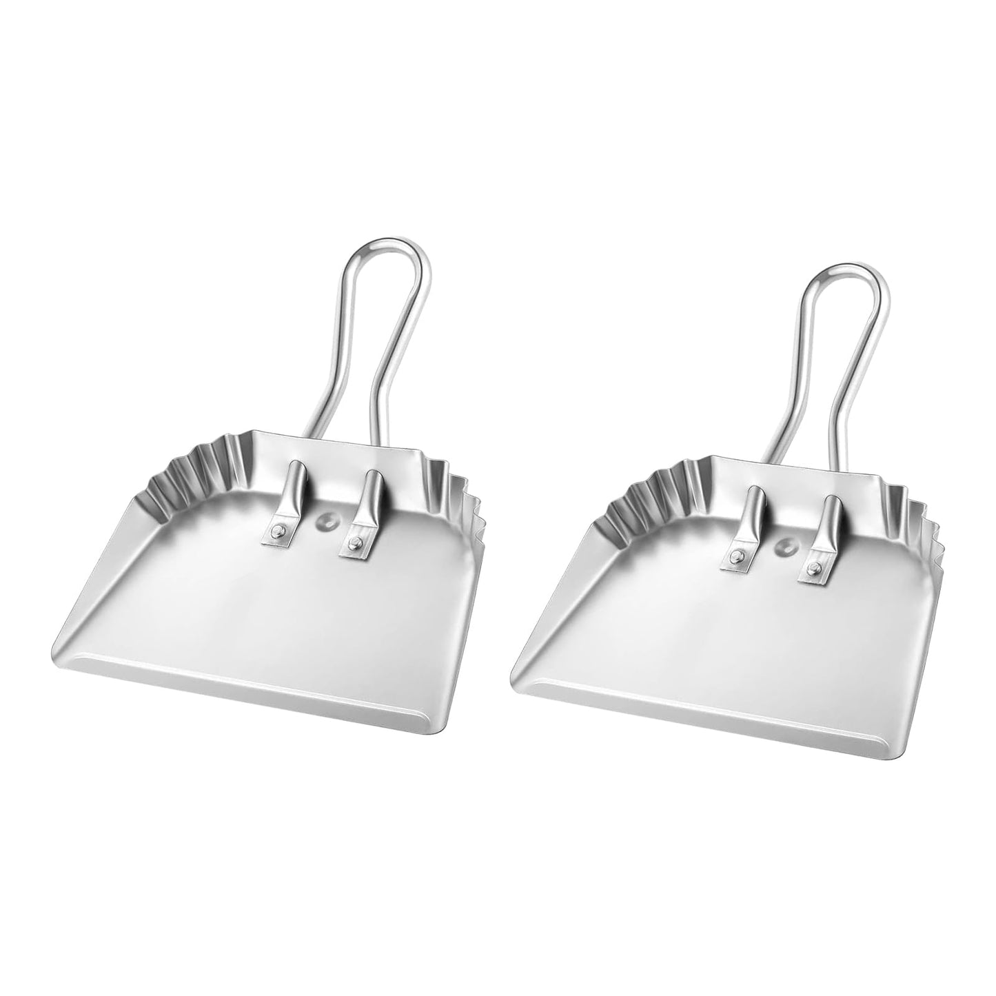 Auch 2Pack Heavy Duty Metal Dust Pans 12 Inch Metal Dustpan Wide Dustpans for Household Handheld Wide Scooper Dust and Debris Cleaning Tool Ideal for Home and Commercial Use (2pcs Dust Pans)