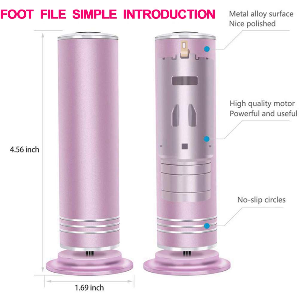 1200RPM Electric Speed Adjustable Foot File Callus Remover Machine,with 60pcs Replacement Sandpaper Disk,Dry Dead Cracked Skin Callous Foot Care Machine（pink）