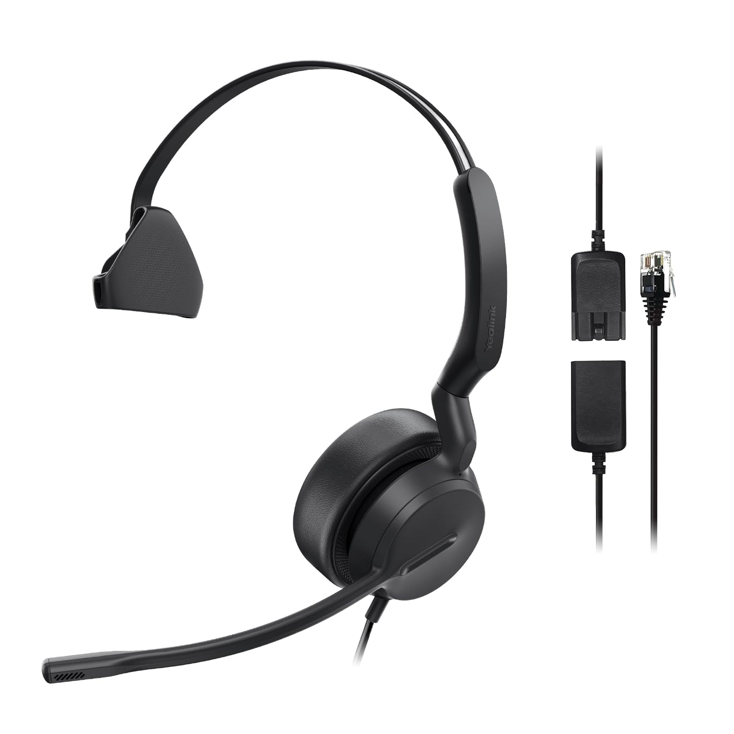 Yealink Phone Headsets for Office Phones YHS36 E2 QD to RJ9 Wired Headset Compatible with Poly Snom Grandstream Phones Desk Landline VoIP Headset with Microphone -Mono/81g/2.1m Cable