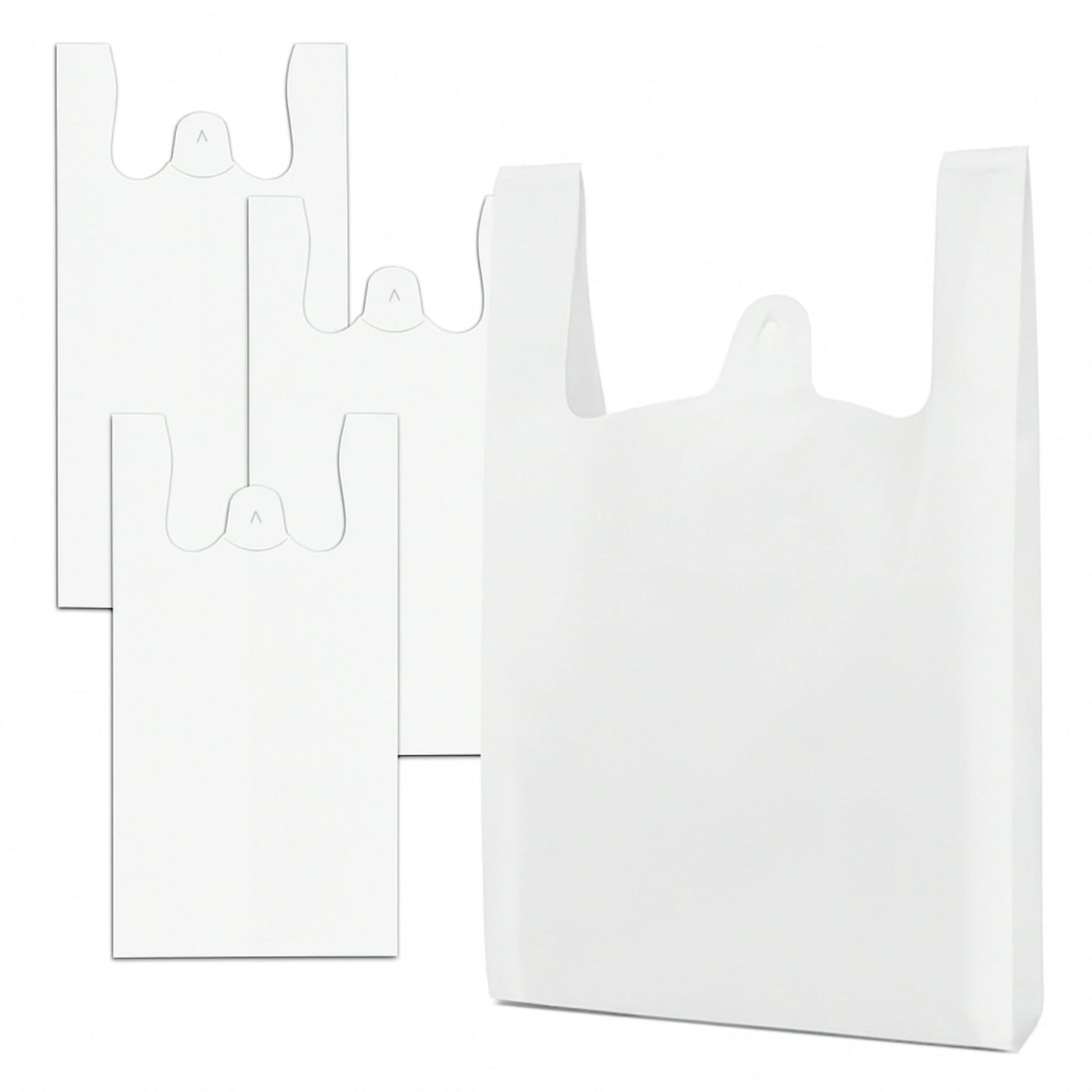 JASINCESS Plastic Bags with Handles 400 Count White T Shirt Bags Retail Plastic Bags Shopping Carrier Merchandise Bags for Supermarket, Restaurant- 400 PCS