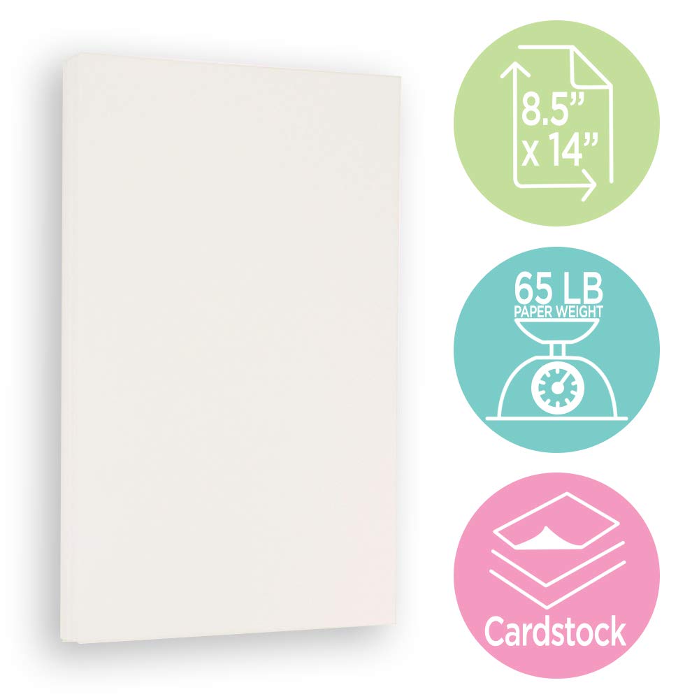 JAM PAPER Parchment 65lb Cardstock - 215.9 x 355.6 mm (8 1/2" x 14") Legal Coverstock - White - 50 Sheets/Pack