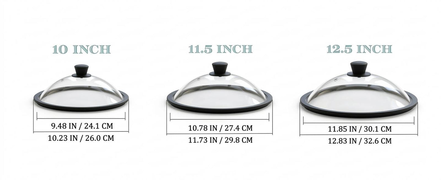 OEC Vented Splatter Guard Microwave Glass Cover for Food with Easy-Grip Handle, 12.5 inch (Inner Diameter 11.8”), Food Grade Tempered Glass, BPA Free Silicone Rim with Steam Vent - Dishwasher Safe