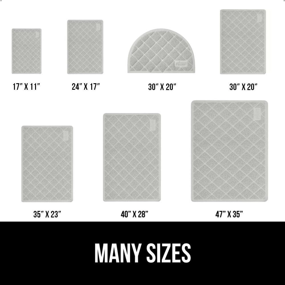 GORILLA GRIP Cat Litter Box Mat, 47x35, Water Resistant Kitty Litter Trapping Mat, Textured Backing, Easy to Clean, Less Waste and Clean Floors, Kitten Supplies for Indoor Cats, Soft on Paws, Lt Gray