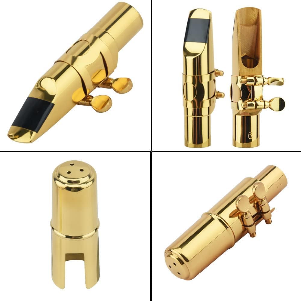 Alto Sax Saxophone Mouthpiece w/Cap & Ligatures, Brass Metal Eb Alto Sax Mouthpieces 5C for Saxophone Professionals and Beginners (5C)