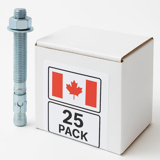 1/2" Inch x4 Inch 25 Pack Wedge Anchor Bolts, Zinc Plated Steel Concrete Fasteners