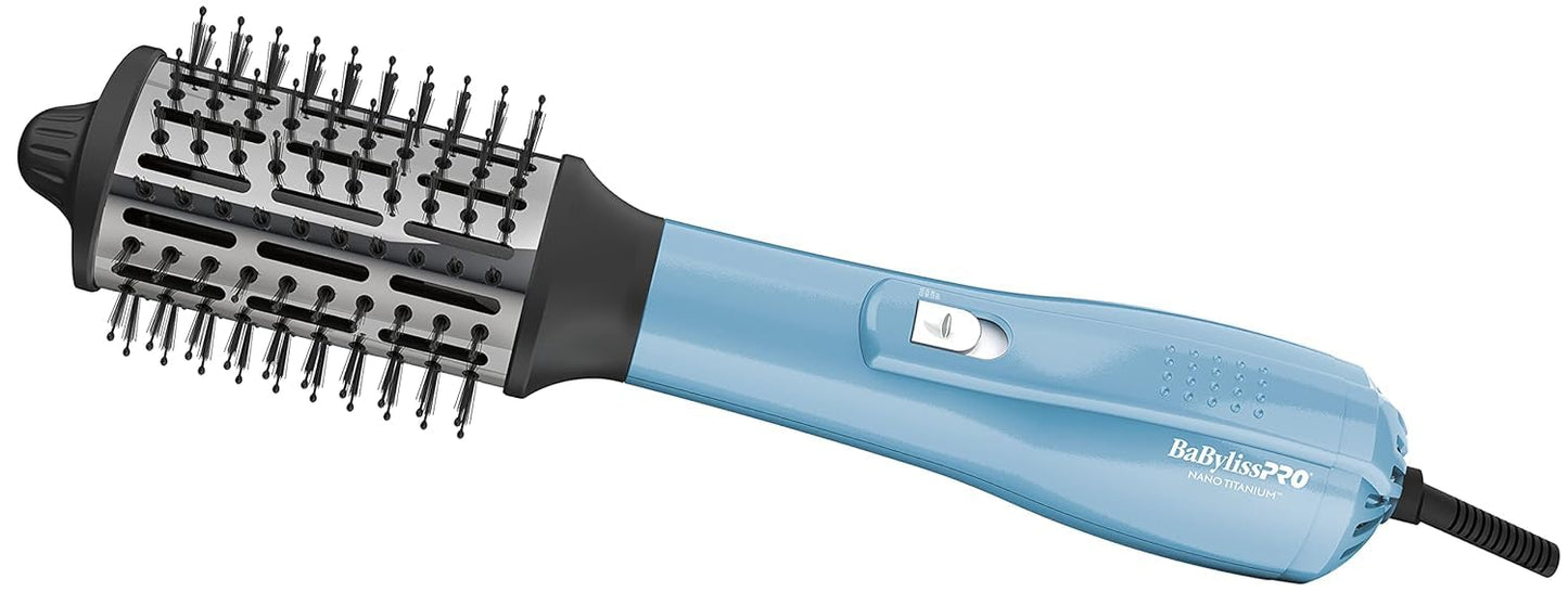 BaBylissPRO Nano Titanium Oval Ionic Hot Air Styler Blow out Hair Dryer Brush with Boar and Nylon Bristles, Medium, 2.5 inch