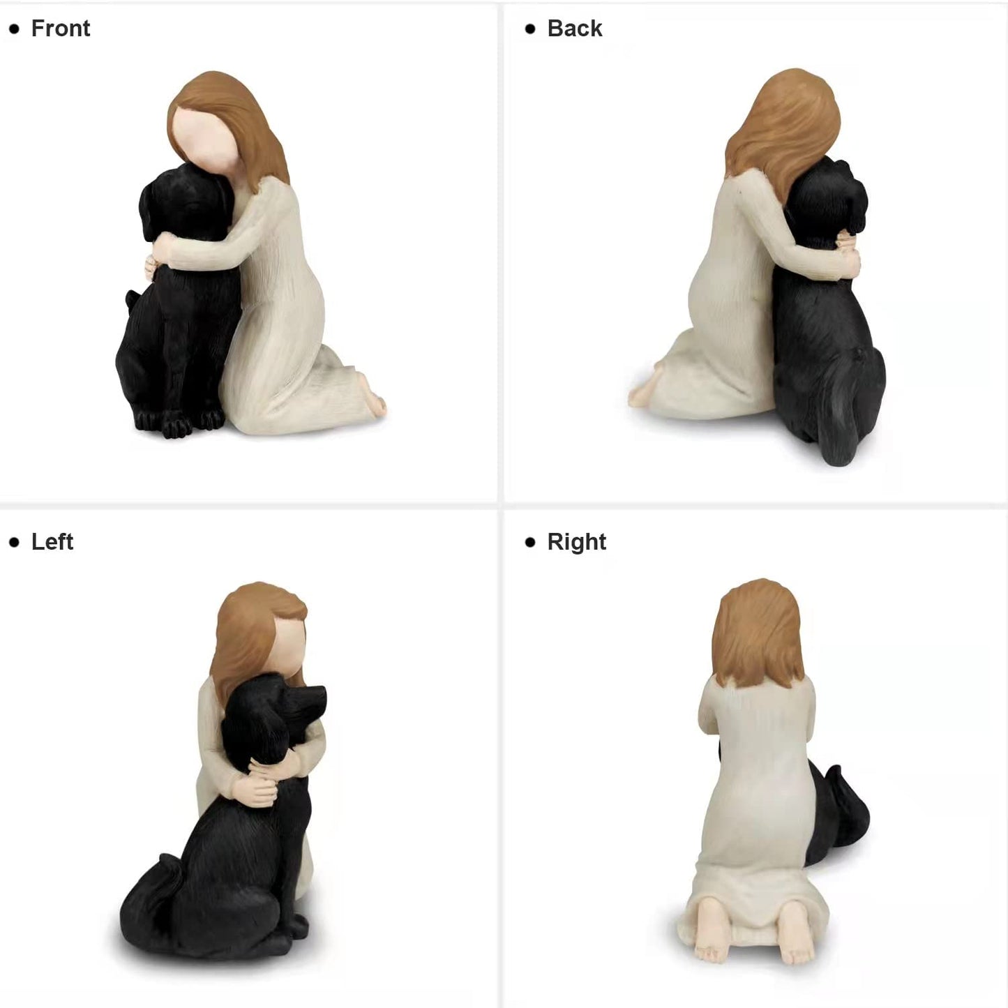 Hensonever Black Dog Angel Figurines, Angel of Friendship Dog Memorial Gifts for Dog Lovers