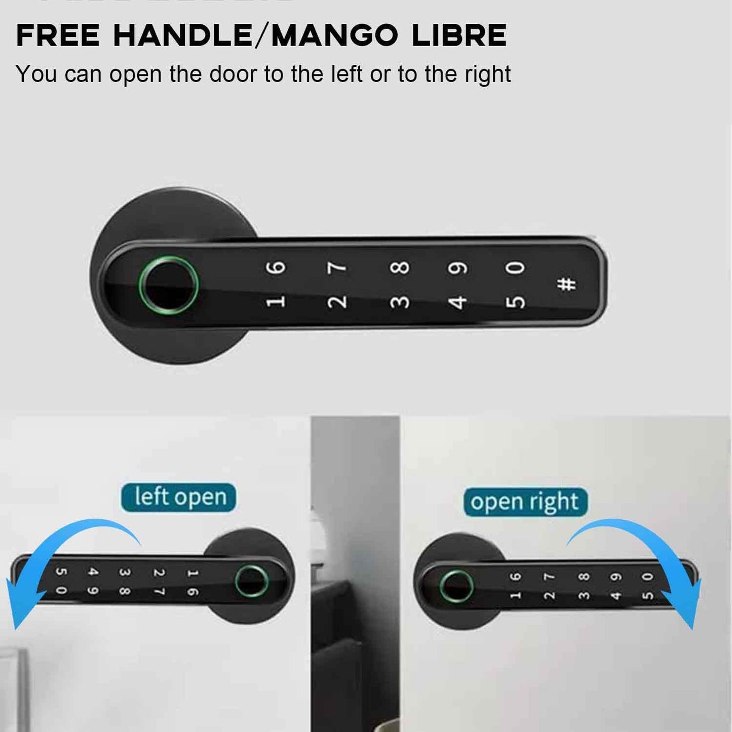 TEKXDD Smart Door Lock with Keypad Handle - Home/Apartment/Bedroom 4-in-1 Lock,Password/Fingerprint/Key/Tuya BLE APP Unlocking
