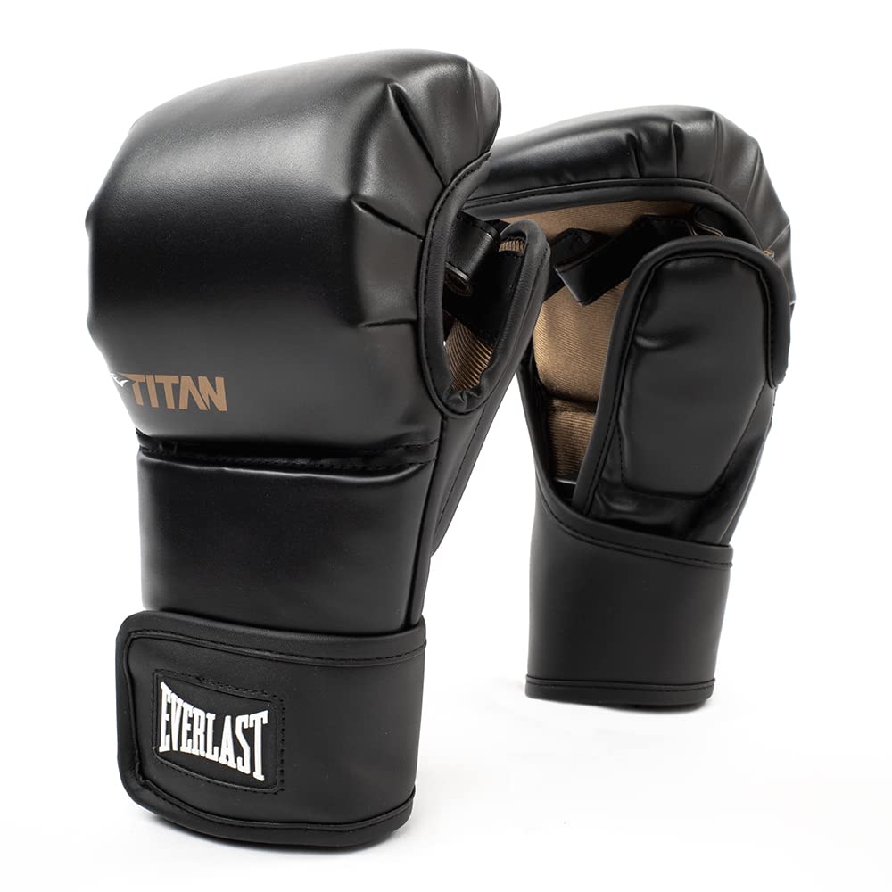 Everlast Titan Hybrid Gloves – Knuckle Padding, Ergonomically-Curved Padding, Padded Thumb & Lower Hand, Hook & Loop Closure – Great for MMA, Grappling, Training, Striking Techniques, Sparring
